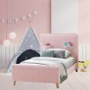 Altamonte Kids Bed Fabric Upholstered Children Kid Timber Frame – KING SINGLE, Pink