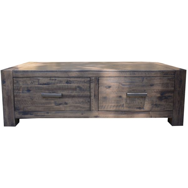 Granbury Coffee Table 127cm 2 Drawer Solid Acacia Wood – Stone Grey