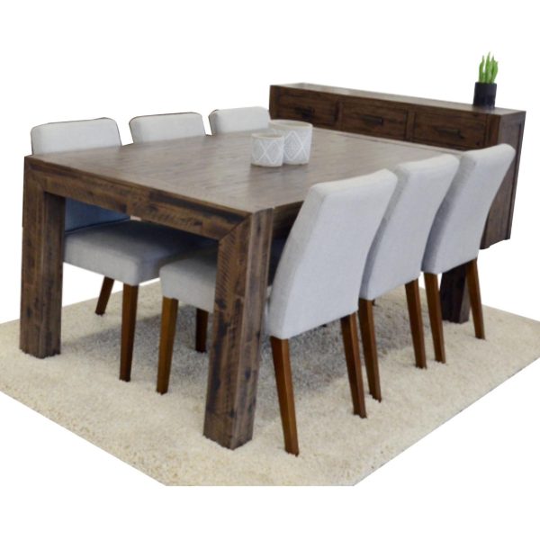 Dining Set Table with Solid Wood Fabric Chair – 7