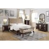 Amelia Antique Bed Frame Velvet Fabric Bedhead Solid Birch Timber Wood – KING