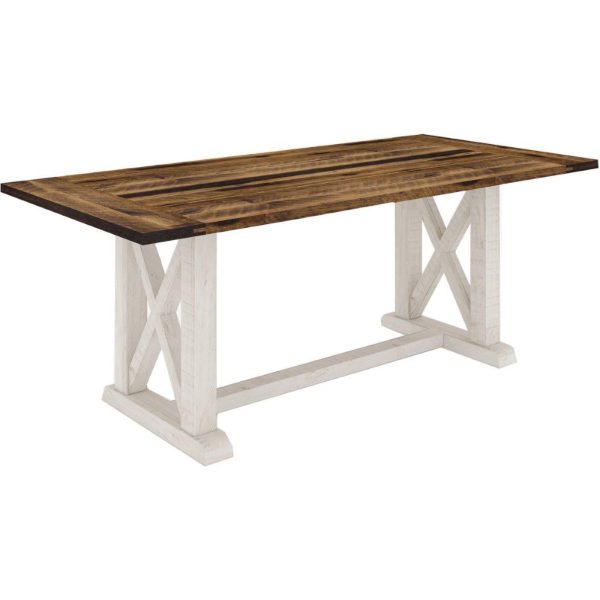 Erica Dining Table Solid Acacia Timber Wood Hampton Furniture Brown White