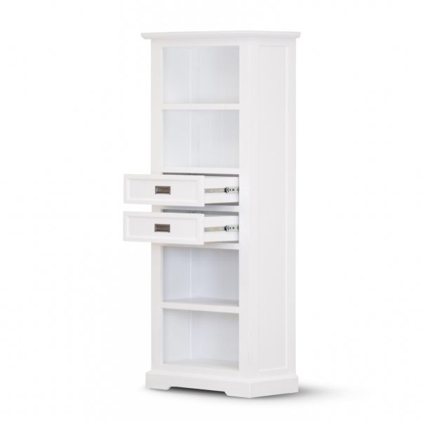 Laelia Bookshelf Bookcase 4 Tier Solid Acacia Wood Coastal Furniture – White