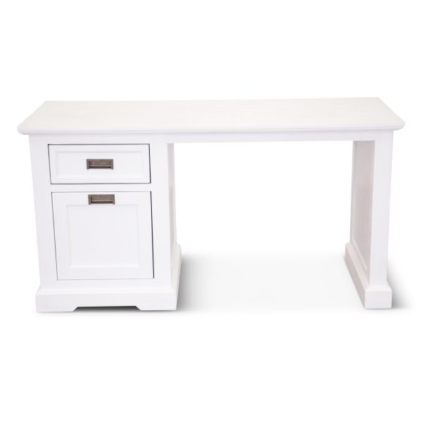 Laelia Study Computer Desk 150cm Office Executive Table Solid Acacia Wood -White