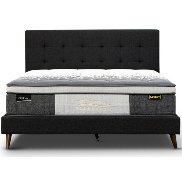 Apex Platform Frame Fabric Upholstered Mattress Base – KING SINGLE, Charcoal