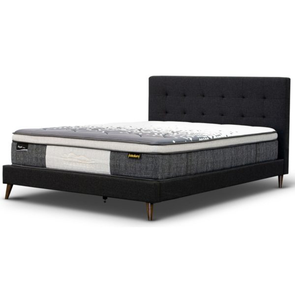 Apex Platform Frame Fabric Upholstered Mattress Base – KING SINGLE, Charcoal