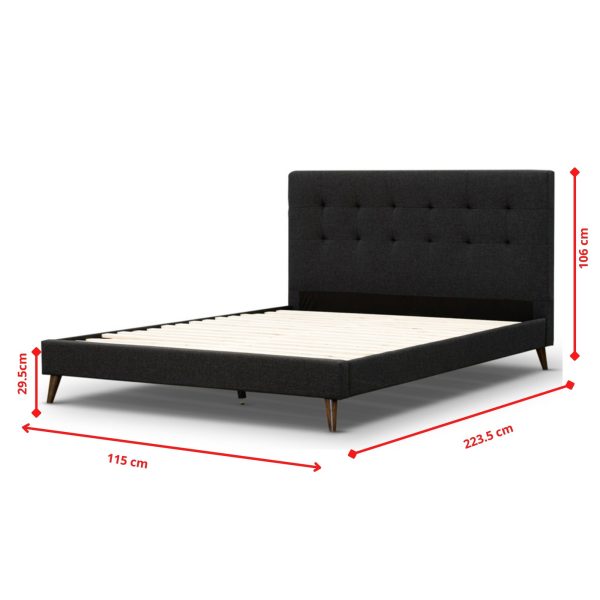 Apex Platform Frame Fabric Upholstered Mattress Base – KING SINGLE, Charcoal