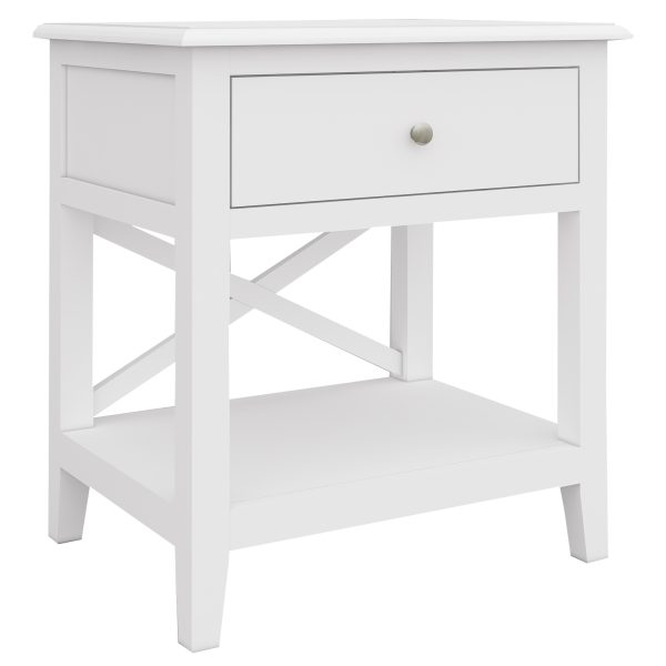 Rogers Side Table Desk Sofa End Table Solid Acacia Wood Hampton Furniture – White