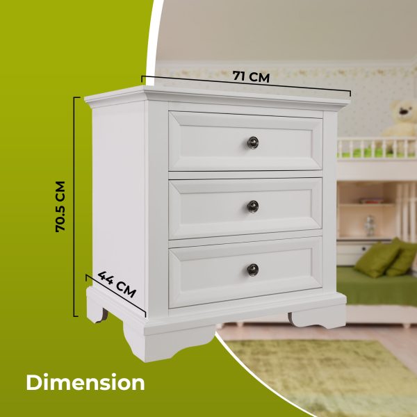 4pc Bedside Dresser Mirror Bedroom Chest of Drawers Set Cabinet – White