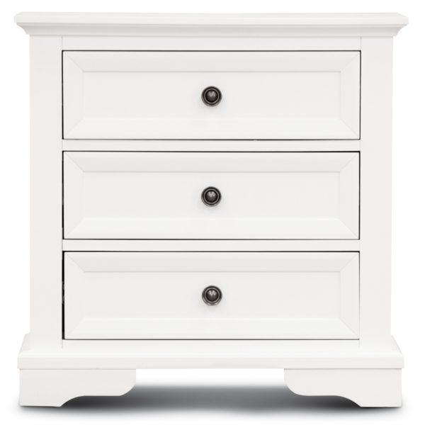 Hucclecote Bedside Table 3 Drawers Storage Cabinet Nightstand End Tables – White – 1