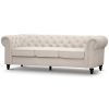 Bridgewater Sofa Fabric Uplholstered Chesterfield Lounge Couch – Beige, 3 Seater