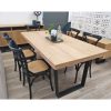 Petunia  Dining Table Elm Timber Wood Black Metal Leg – Natural – 180x90x76 cm