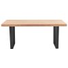 Petunia  Dining Table Elm Timber Wood Black Metal Leg – Natural – 180x90x76 cm