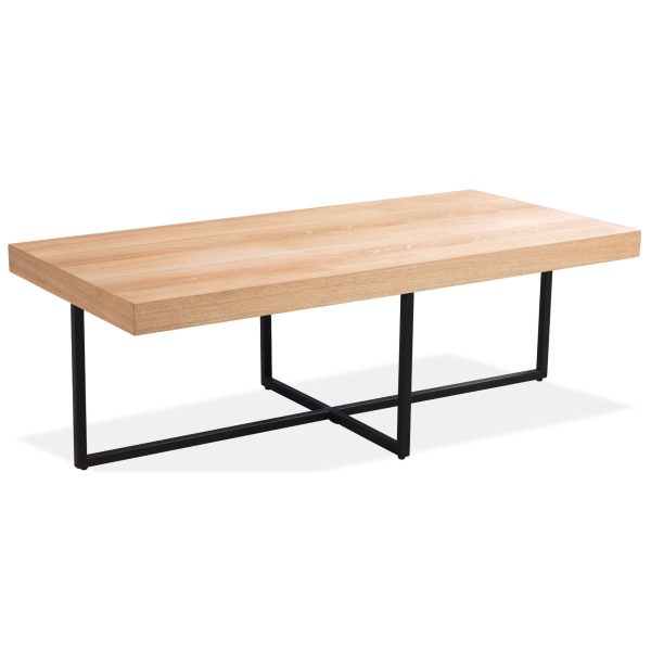 Petunia Coffee Table 120cm Elm Timber Wood Black Metal Leg – Natural