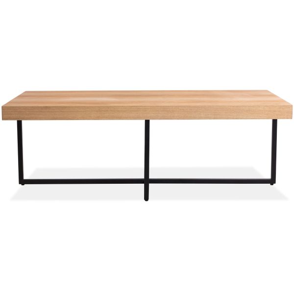 Petunia Coffee Table 120cm Elm Timber Wood Black Metal Leg – Natural