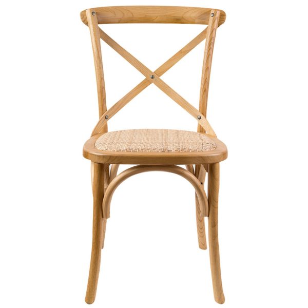 Aster Crossback Dining Chair Solid Birch Timber Wood Ratan Seat