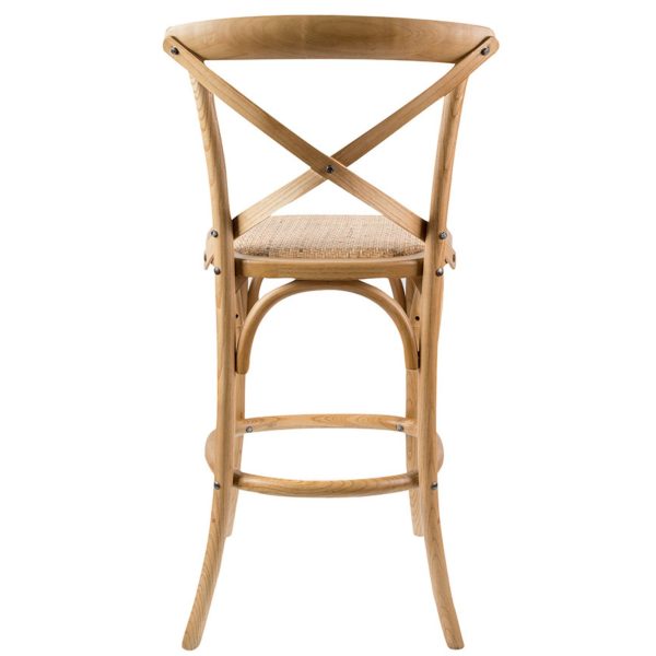 Aster Crossback Bar Stools Dining Chair Solid Birch Timber Rattan Seat