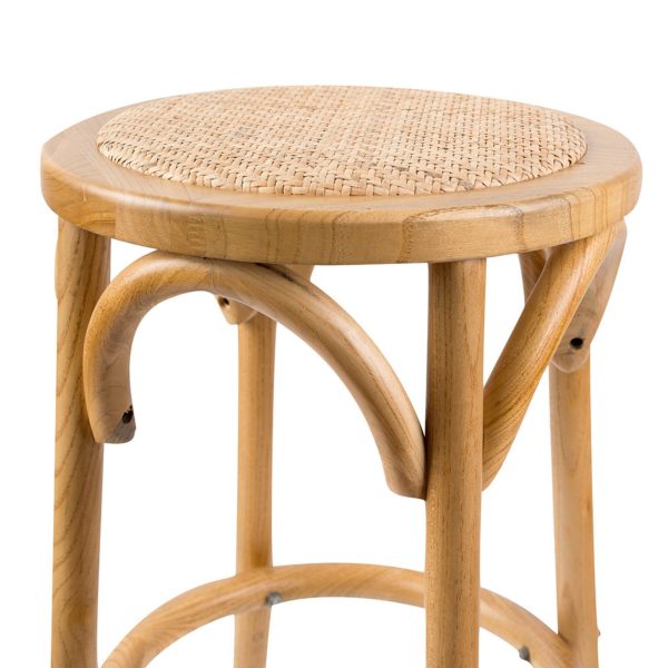 Aster Round Bar Stools Dining Stool Chair Solid Birch Timber Rattan Seat