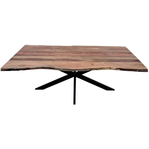 Lantana Dining Table Live Edge Solid Acacia Timber Wood Metal Leg -Natural – 210x105x76 cm