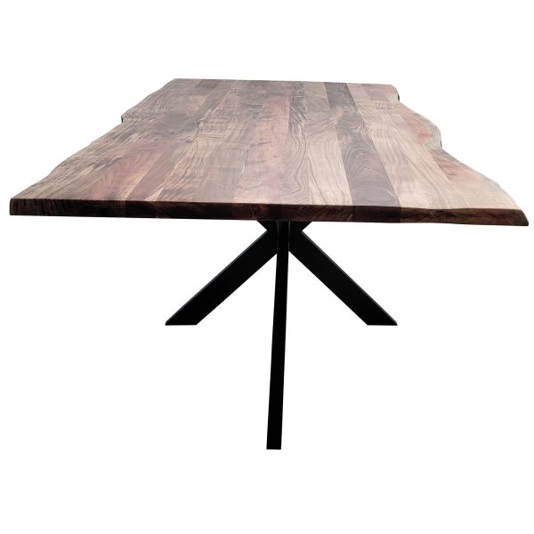 Lantana Dining Table Live Edge Solid Acacia Timber Wood Metal Leg -Natural – 210x105x76 cm