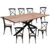 Lantana 9pc 240cm Dining Table 8 Black Chair Set Live Edge Acacia Wood – X-Back