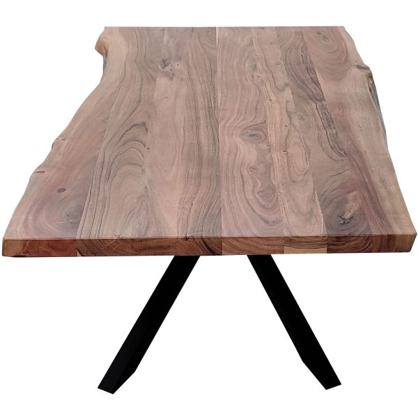 Lantana Coffee Table 130cm Live Edge Solid Acacia Timber Wood Metal Leg -Natural