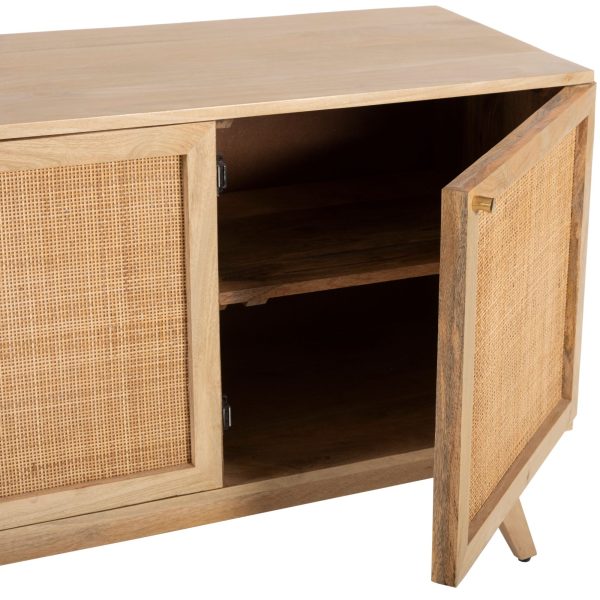 Olearia  Buffet Table Door Solid Mango Wood Storage Cabinet Natural – 150x45x70 cm