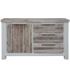 Plumeria Buffet Table Door Drawer Solid Acacia Timber – White Brush – 1 Door 3 Drawer