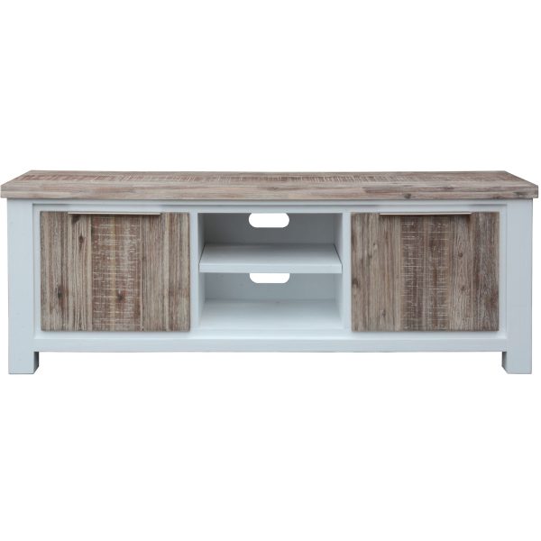 Walden ETU Entertainment TV Unit Door Solid Acacia Timber -White Brush – 176x45x60 cm