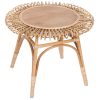 Palmerston 65cm Round Side Table Mango Wood Top Rattan Frame – Natural