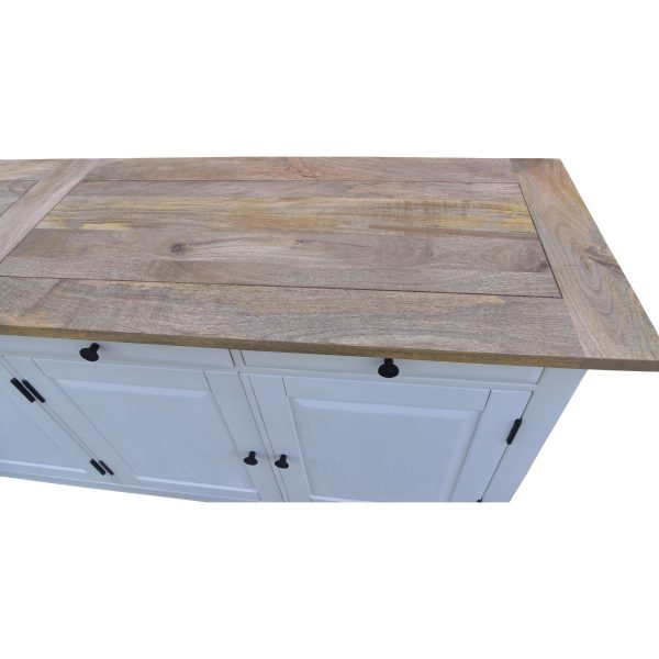 Lavasa Buffet Table Doors Drawers Solid Mango Wood Farmhouse Furniture – 208x50x85 cm