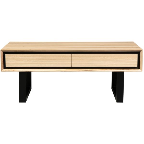 Aconite Coffee Table 120cm 2 Drawers Solid Messmate Timber Wood – Natural