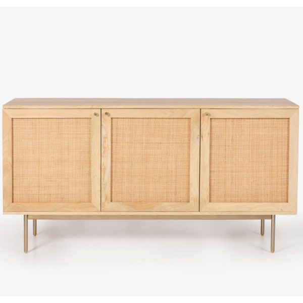 Martina Buffet Table Sideboard Door Solid Mango Wood Storage Cabinet – 145x40x75 cm