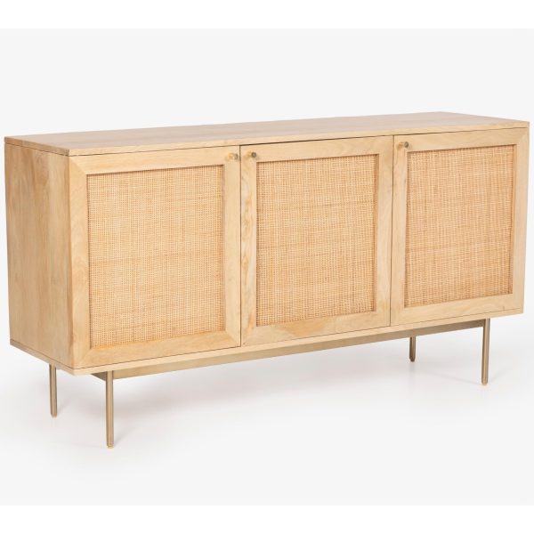 Martina Buffet Table Sideboard Door Solid Mango Wood Storage Cabinet – 145x40x75 cm