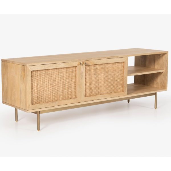 Harwood ETU Entertainment TV Unit Solid Mango Wood Rattan Furniture – 147x40x50 cm