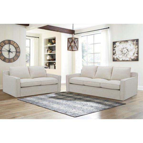 Chubbuck Sofa Fabric Uplholstered Lounge Couch – Stone – 3 Seater