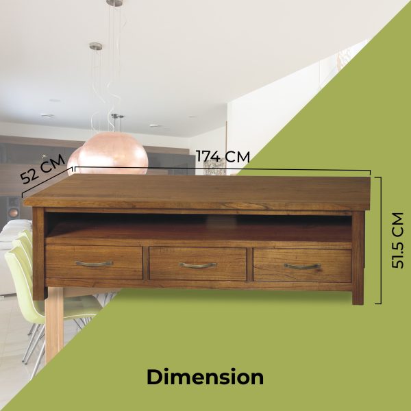 Ramco ETU Entertainment TV Unit Solid Mt Ash Wood – Brown – 3 Drawer