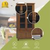 Birdsville Display Unit Glass Door Bookcase Solid Mt Ash Timber Wood – Brown