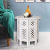 Desborough Scilla Rubber Wood Timber Round 45cm Side Table – White