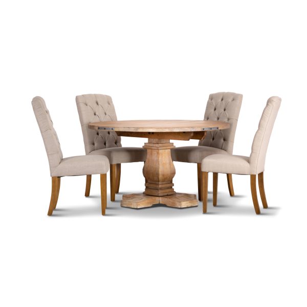 Gloriosa Round Dining Table 135cm Pedestal Solid Mango Timber Wood – Honey Wash