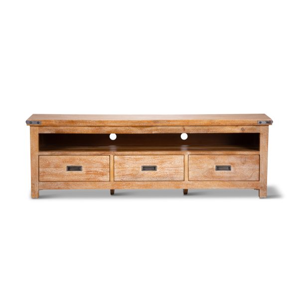 Cordele ETU Entertainment TV Unit 170cm 3 Drawer Solid Mango Wood – Honey Wash