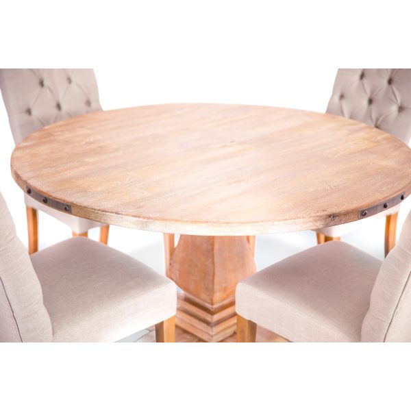 Gloriosa Dining Set Table 10 Beige Chair Mango Wood – Honey Wash