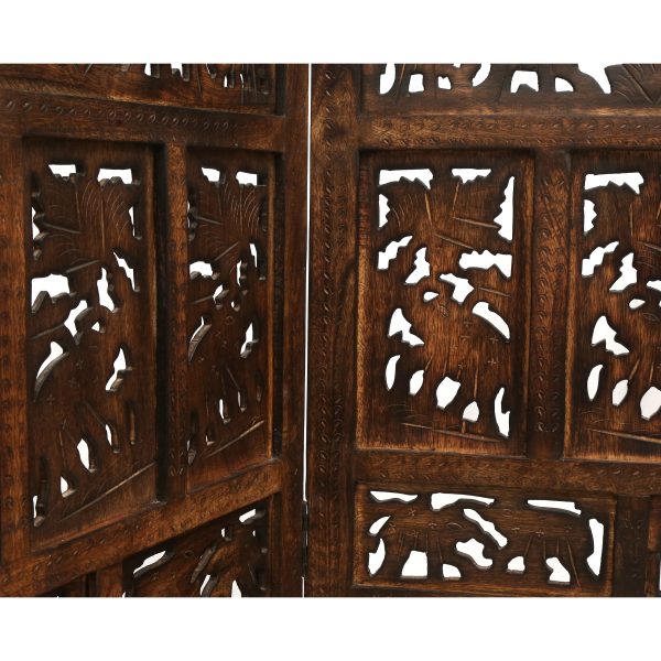 Penrith 4 Panel Room Divider Screen Privacy Shoji Timber Wood Stand – Burnt