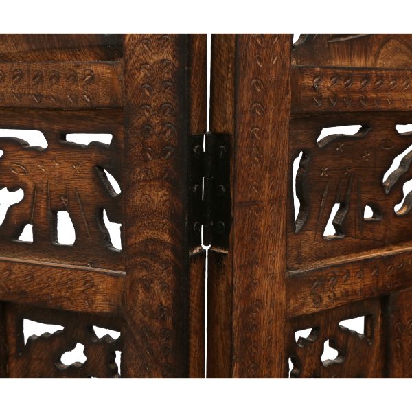 Penrith 4 Panel Room Divider Screen Privacy Shoji Timber Wood Stand – Burnt