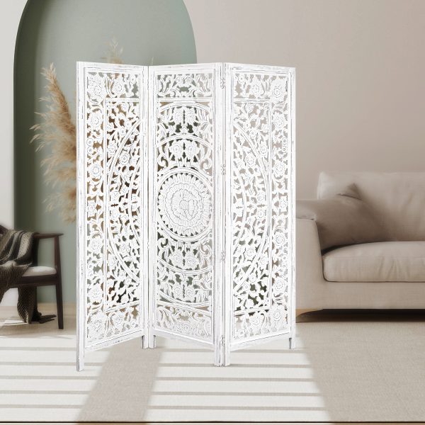 Staunton 3 Panel Room Divider Screen Privacy Shoji Timber Wood Stand – White