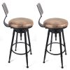 2x Vintage Industrial Rustic Bar Stool Kitchen Stool Swivel Chair Counter Height