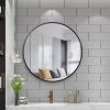 Slim Design 50CM Bathroom, Living Room, Hallway Mirror Round Mirror Wall Decor Metal Frame – Black