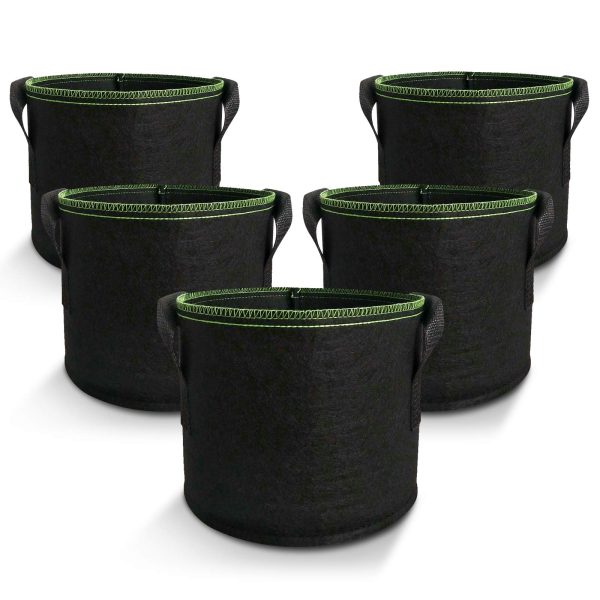 5-Pack Gallons Plant Grow Bag Flower Container Pots with Handles Garden Planter