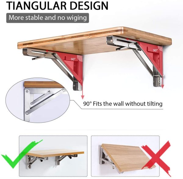 2PCS Steel Wall Mounted Folding Triangle Angle Shelf Support Bracket Rack – 12 Inch