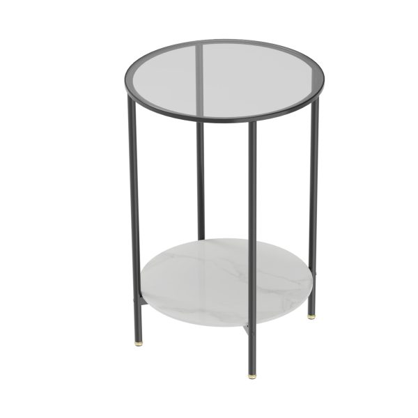 Cosmopolitan Two Tier Mix Side Table – Marble & Glass