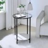 Cosmopolitan Two Tier Mix Side Table – Marble & Glass